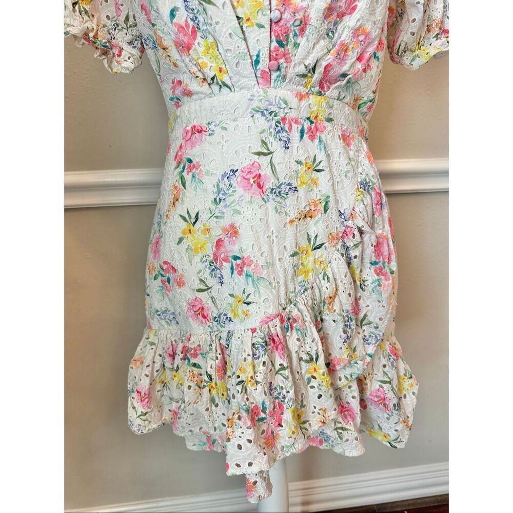 Yumi Kim White Floral Mini Dress with Pink & Yellow Print - Picture 5 of 9